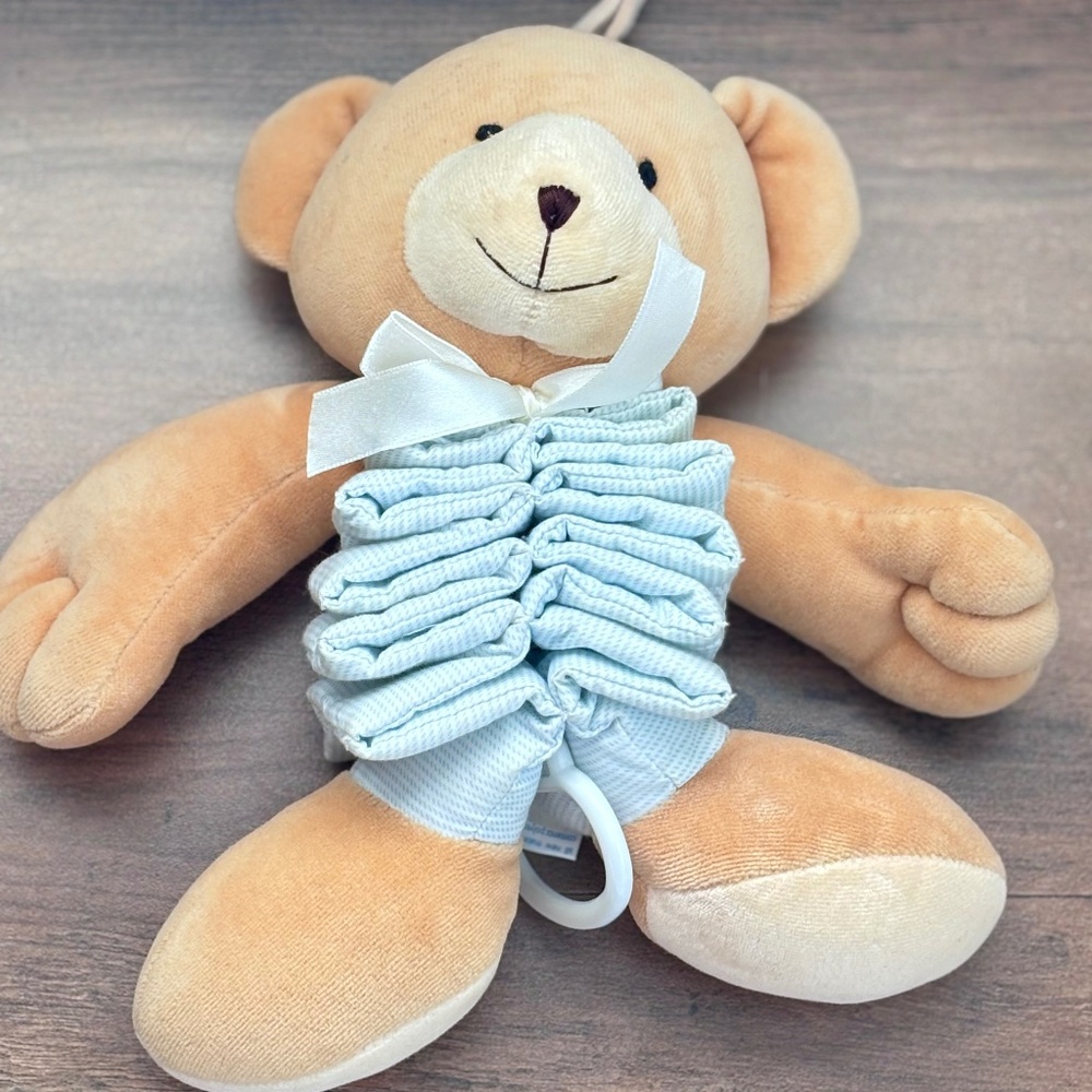 Carter's Just One Year TEDDY BEAR Accordion Musical Crib Pull Toy Bear PLUSH